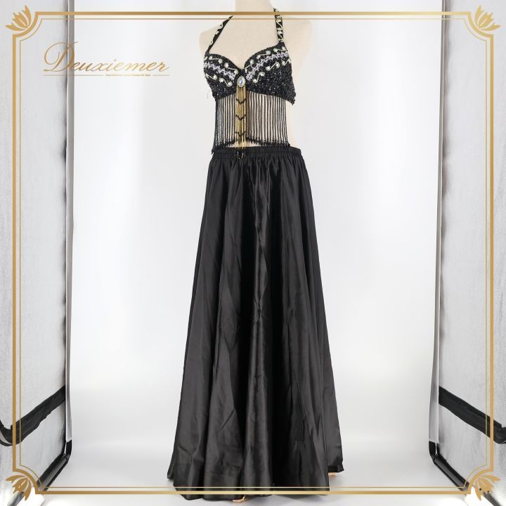 ベリーダンス オリエンタル 衣装 上下セット ブラック系 スパンコール