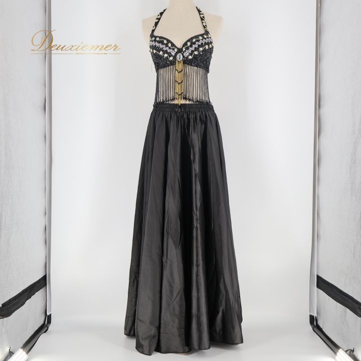 ベリーダンス オリエンタル 衣装 上下セット ブラック系 スパンコール