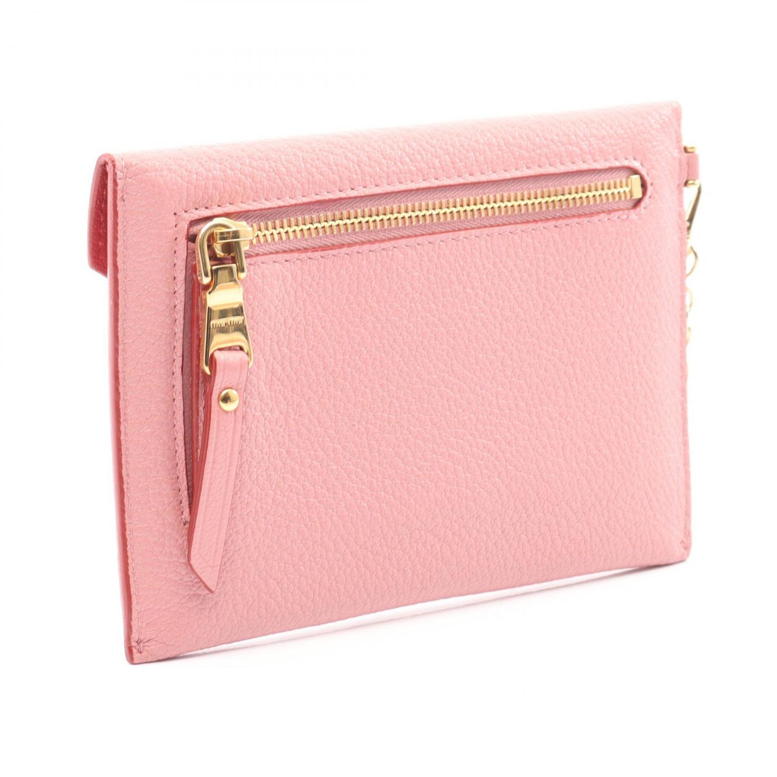 miu miu　ケース　カードケース　ラウンドファスナー　マドラス　ピンク ミュウ ミュウ Miu Miu カードケース MADRAS LOVE 5MF001 ピンク