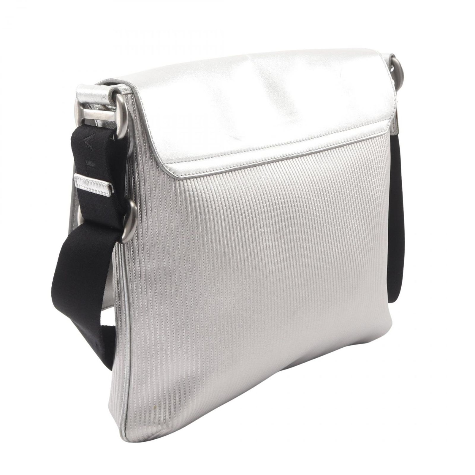 希少 美品 ブルガリ ミレリゲ トートバッグ 鍵付き PVC レザー シルバー 希少 美品 ブルガリ ミレリゲ トートバッグ 鍵付き PVC レザー