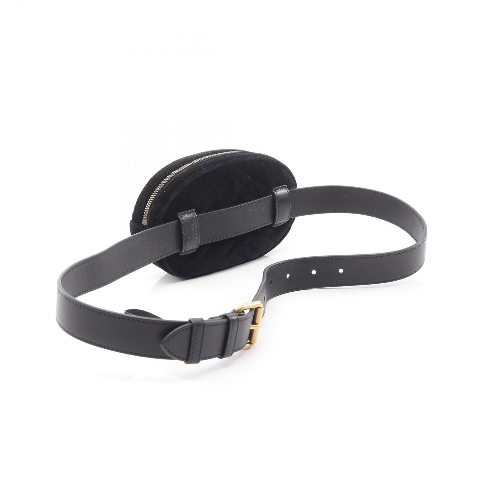 グッチ GUCCI ウエストバッグ GGマーモント 476434 ブラック ファブリック レザー レディース A