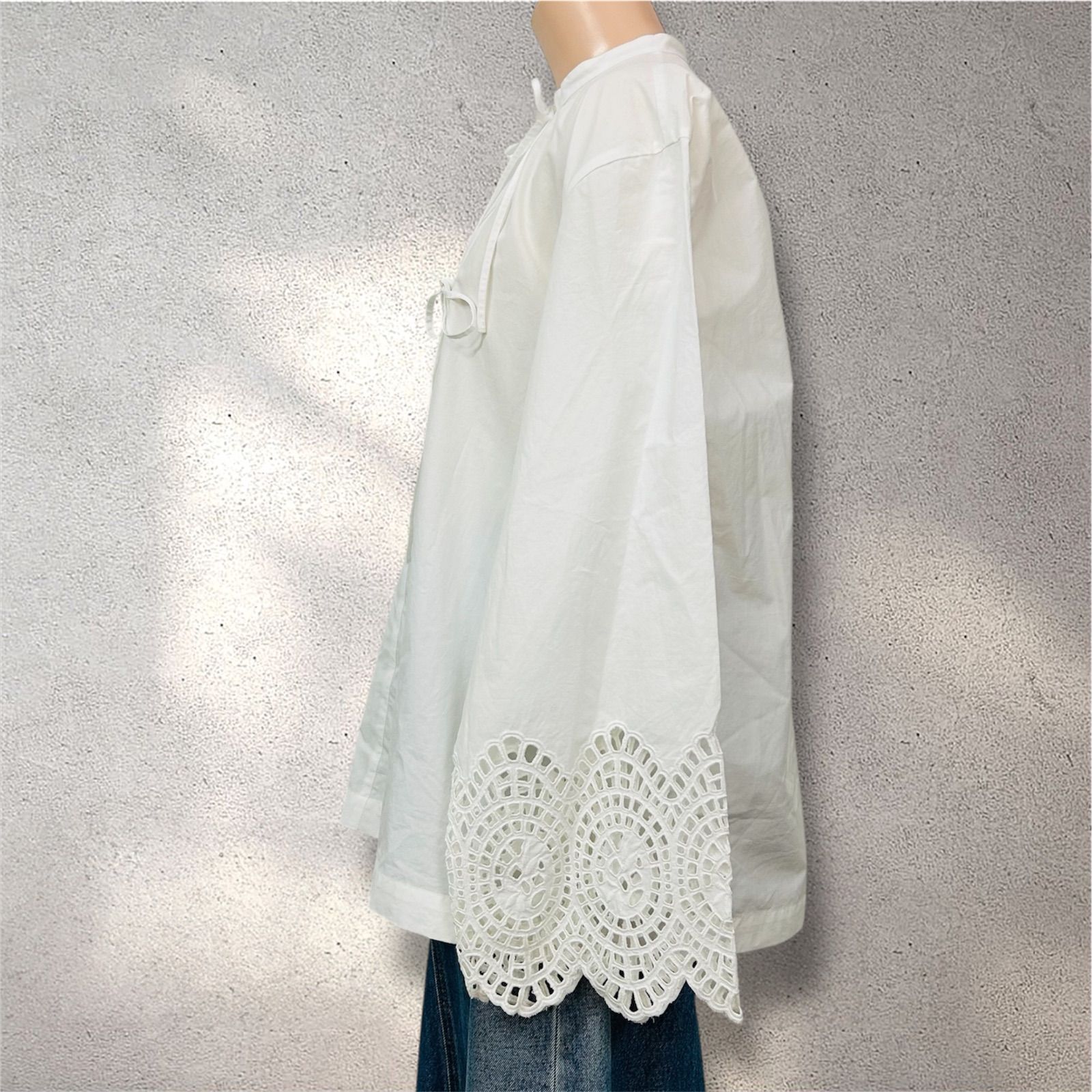 美品】 ROKU 6 エンブロイダリーブラウス 刺繍ブラウス スタンドカラー 