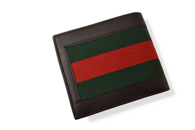 グッチ 財布/二つ折り財布 GUCCI メンズ 折財布 ウェブライン ダーク