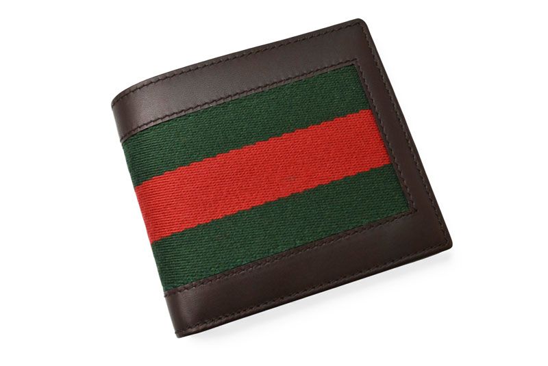 グッチ 財布|二つ折り財布 GUCCI メンズ 折財布 ウェブライン ダークブラウン 245768 ♥