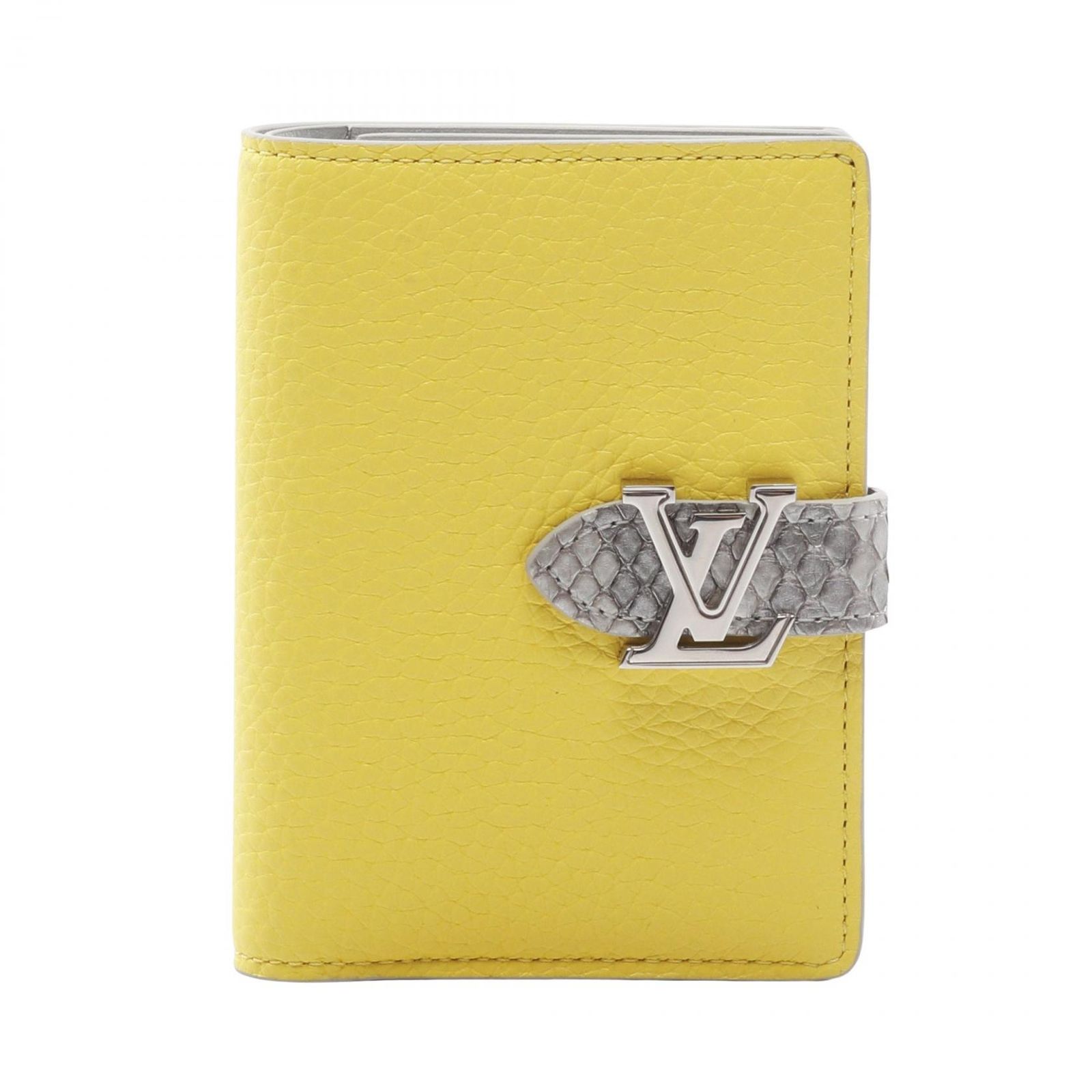 ルイ ヴィトン LOUIS VUITTON 二つ折り財布 LVヴェルティカル ウォレット コンパクト トニックレモン N 89118 エキゾチックレザー ヴェルティカル