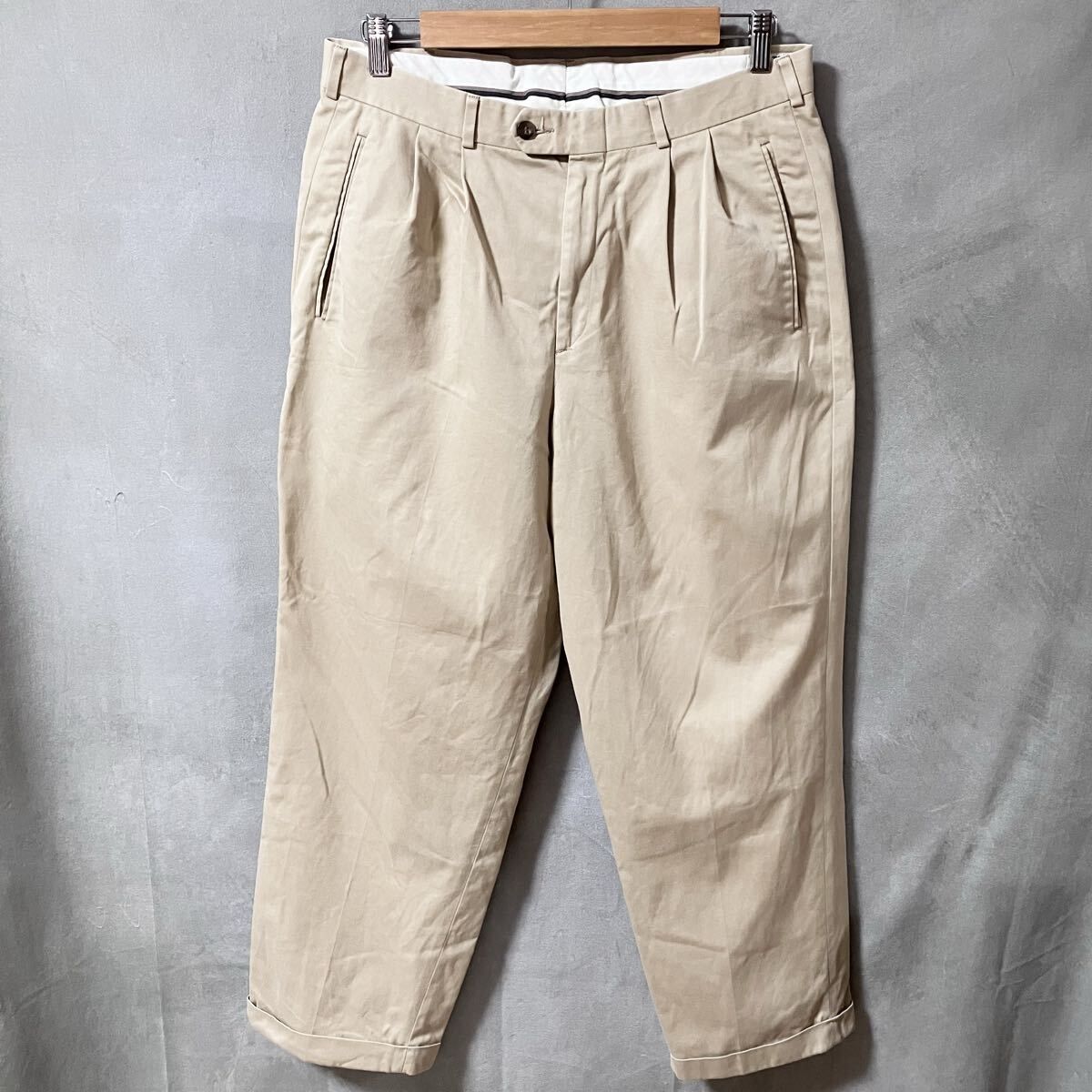 SLATES LEVI S スレイツ リーバイス 00 コットン 2タック ワイド テーパード チノ スラックス パンツ size.W 34 L 29 ベージュ