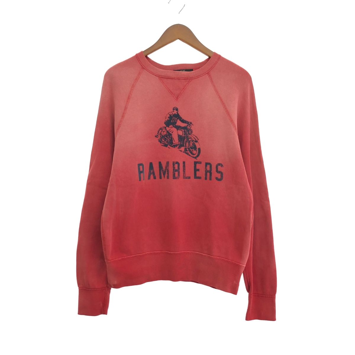 RRL ロゴ クルーネック スウェット トレーナー レッド S ヴィンテージ RRL ダブルアールエル スウェット/RAMBLERS/ヴィンテージ加工/両V