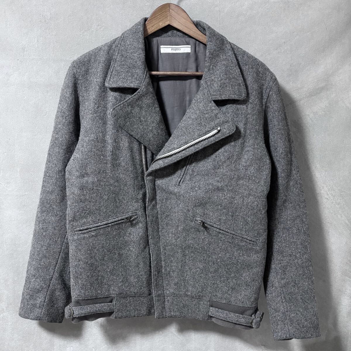 FUJITO フジト ウールナイロン メルトン ダブル ライダース ジャケット size.M グレー