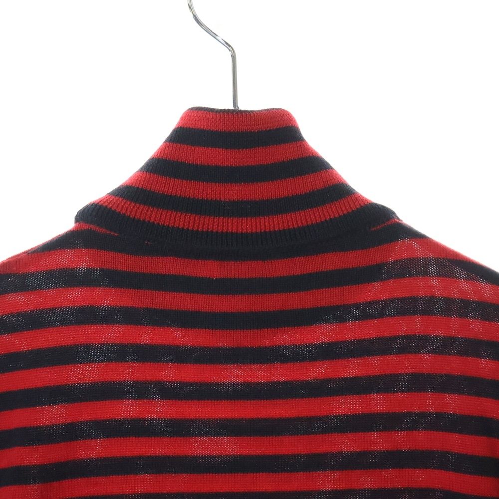 SAINT LAURENT Vネック　ボーダー　レッド　ボルドーニット　短丈 SAINT LAURENT PARIS (サンローランパリ) ボーダー タートルネック