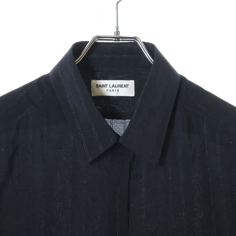 SAINT LAURENT PARIS (サンローランパリ) ストライプ シルク長袖シャツ