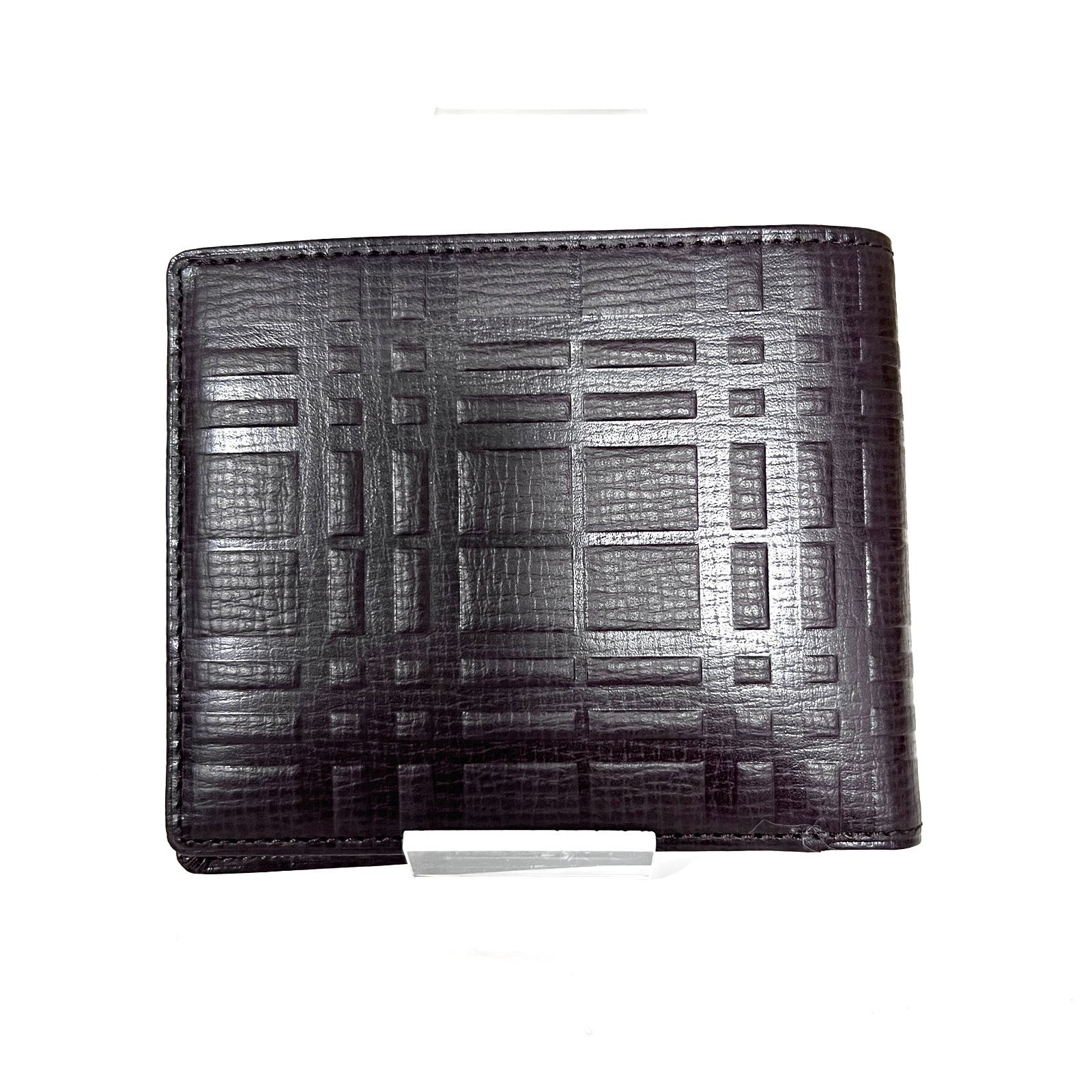  SD 3953 BURBERRY バーバリー 二つ折りコンパクトウォレット 札入れ カードケース レザー ダークブラウン エンボスチェック 二つ折り財布 折り財布