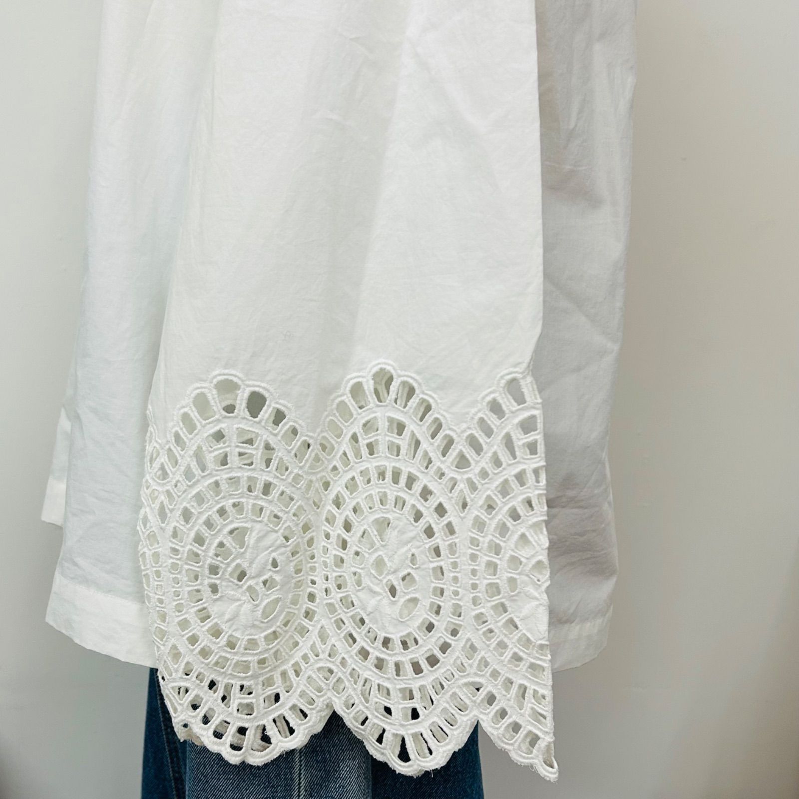 美品】 ROKU 6 エンブロイダリーブラウス 刺繍ブラウス スタンドカラー 