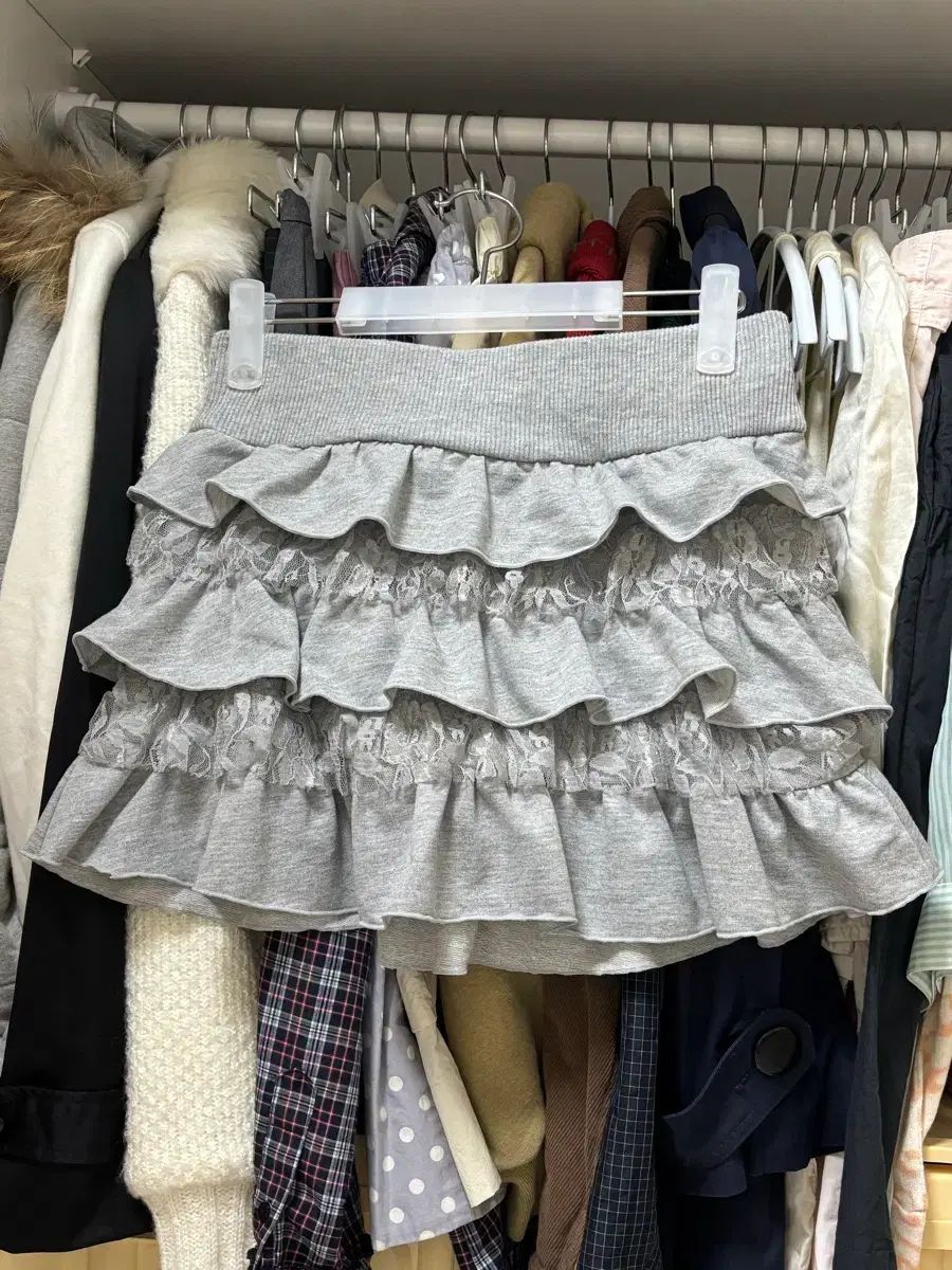 Tralala トラルララ グレー レース スカート