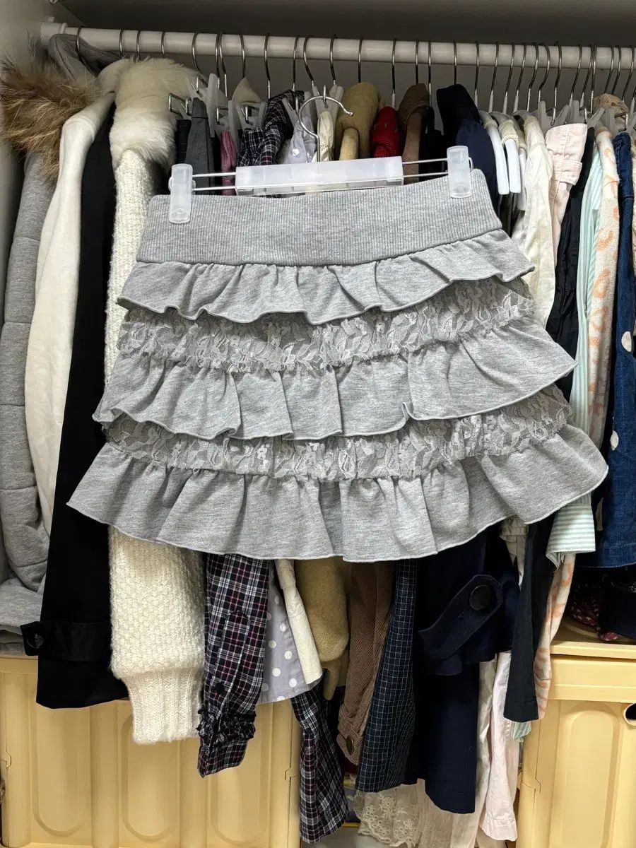 Tralala トラルララ グレー レース スカート