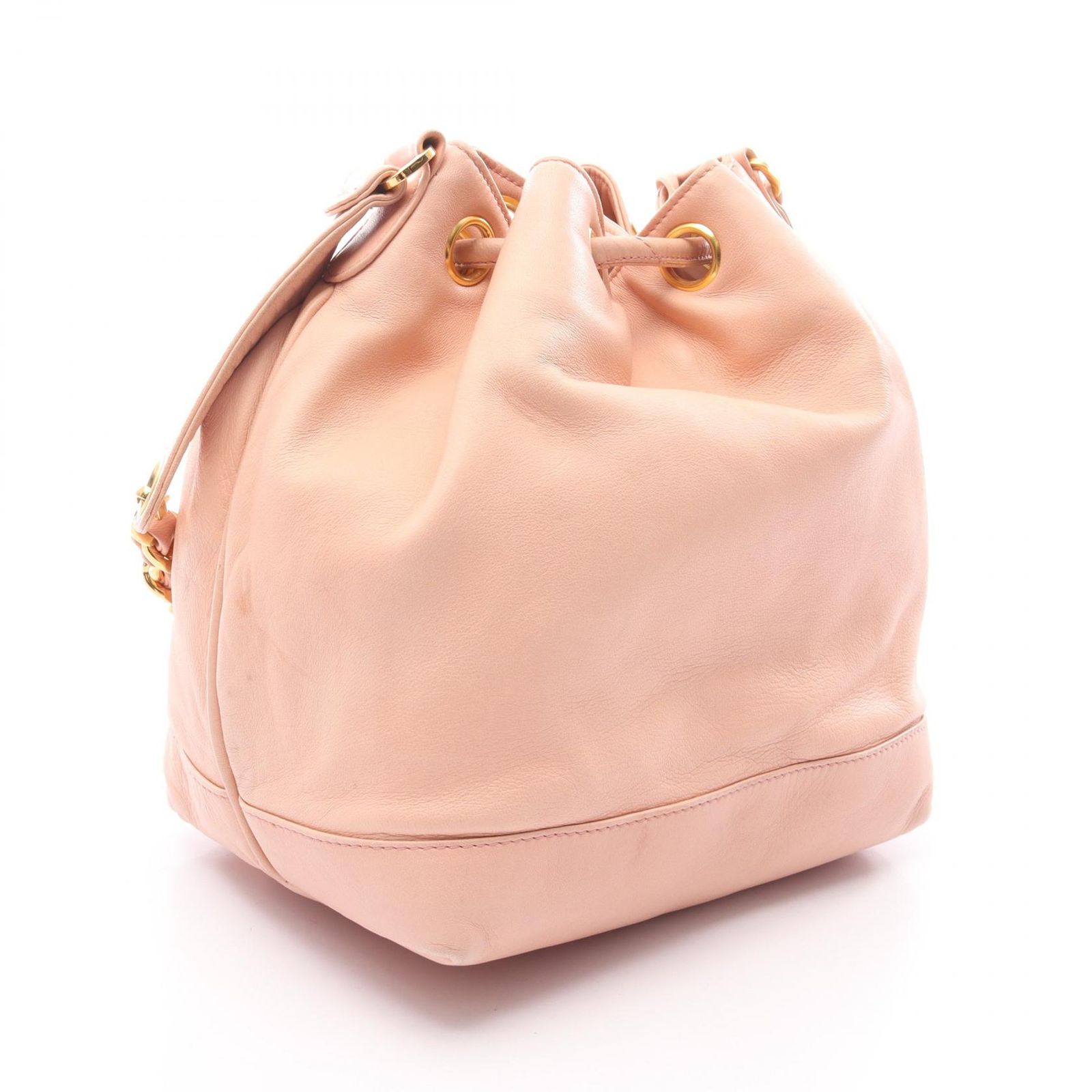 シャネル CHANEL ショルダーバッグ ココマーク 巾着 ピンク レザー