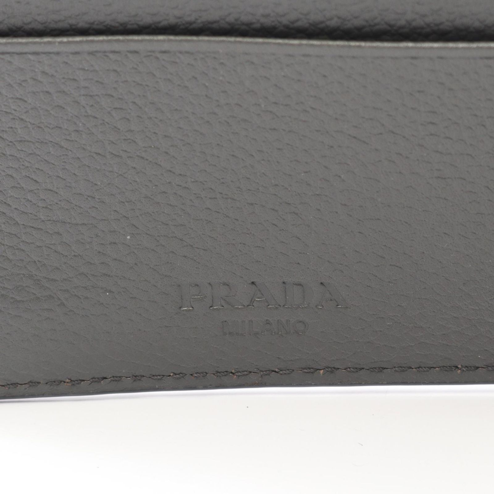 プラダ PRADA 二つ折り財布 VIT.MICRO GRAIN 2 MO 738 ブラック レザー 二つ折財布 メンズ A その他 折り財布 小物