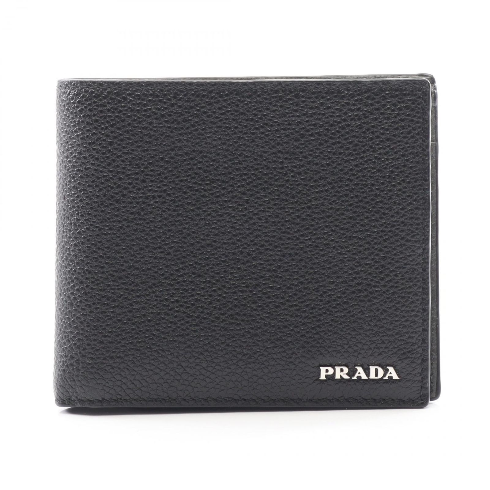 プラダ PRADA 二つ折り財布 VIT MICRO GRAIN 2 MO 738 ブラック レザー 二つ折財布 メンズ A