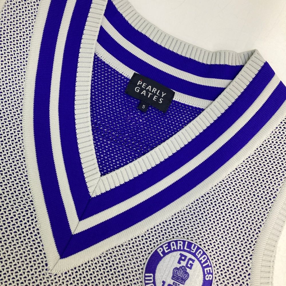 サイズ：5 PEARLY GATES パーリーゲイツ Vネック ニットベスト グレー