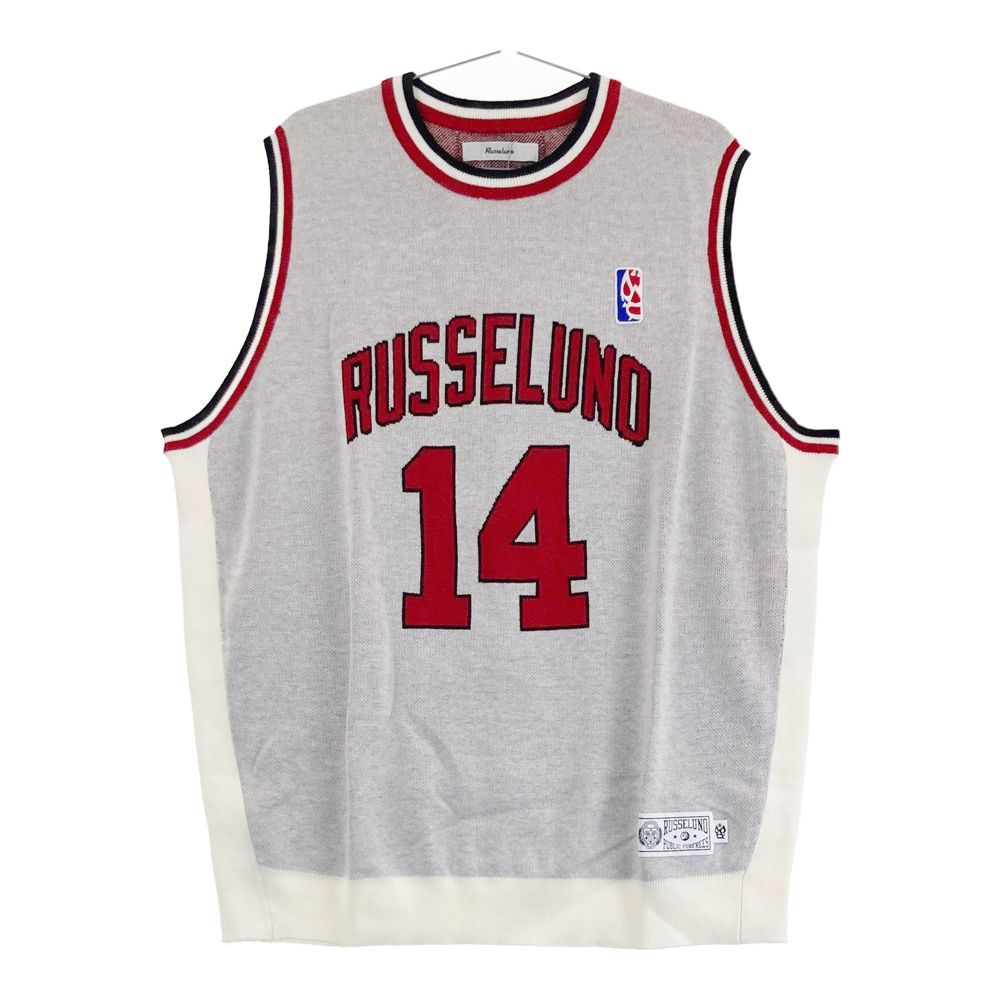 サイズ 7 ラッセルノ ルチャワッペン付き ニットベスト レッド系 ゴルフウェア メンズ ストスト