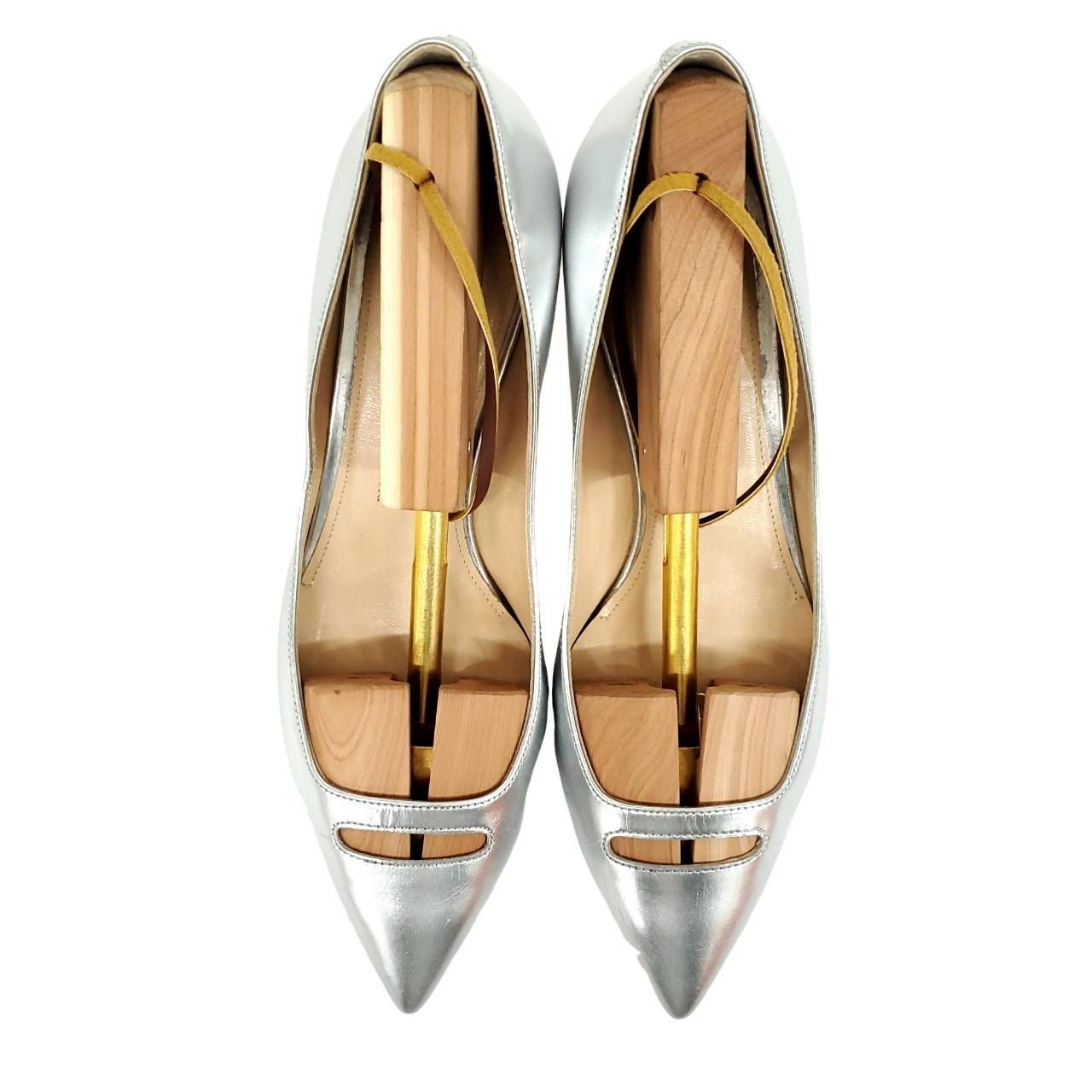 ペリーコ 美品 アネッリ ポインテッドトゥ シルバー レザー EU37.5