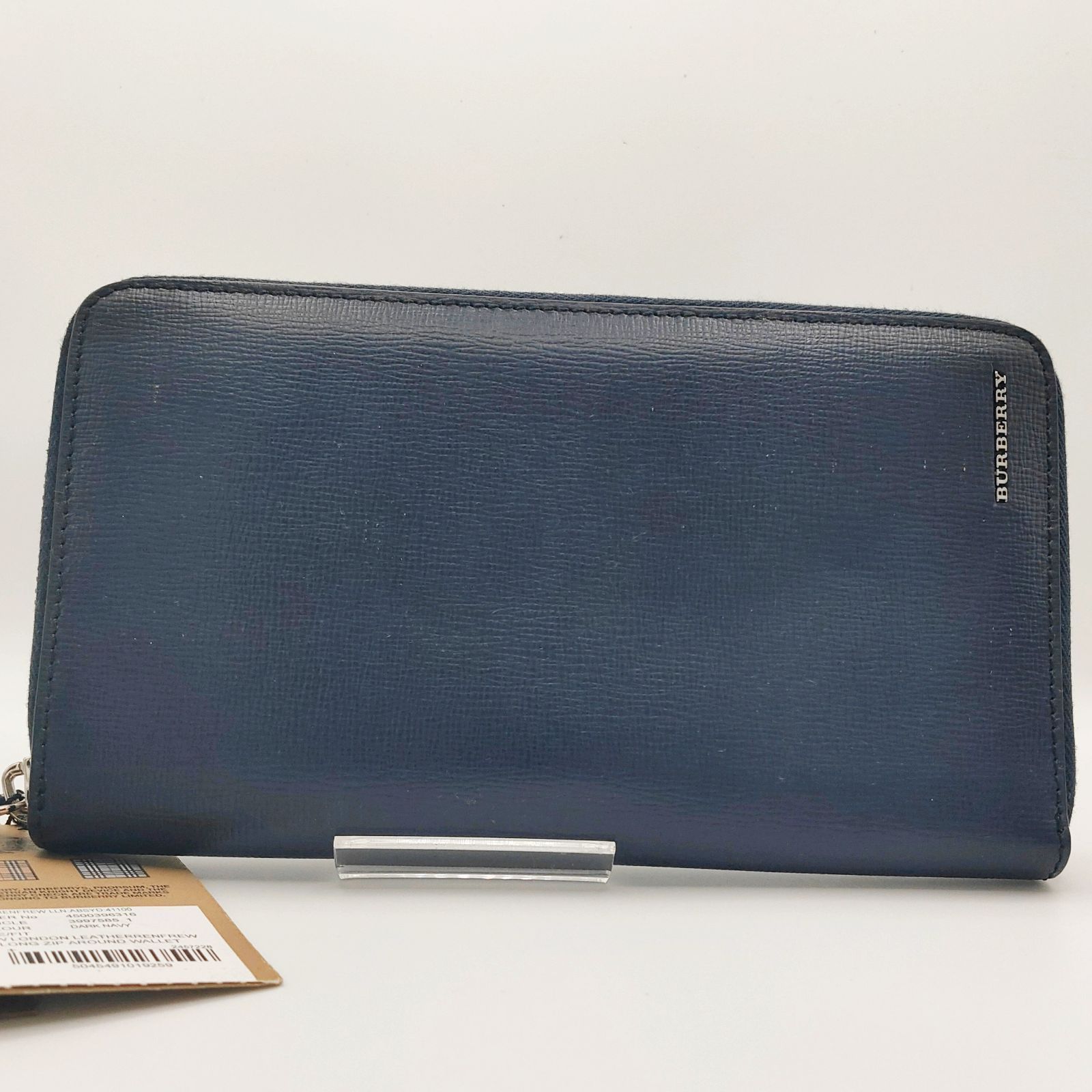 美品】バーバリー 長財布 ラウンドファスナー レザー 黒 ブラック