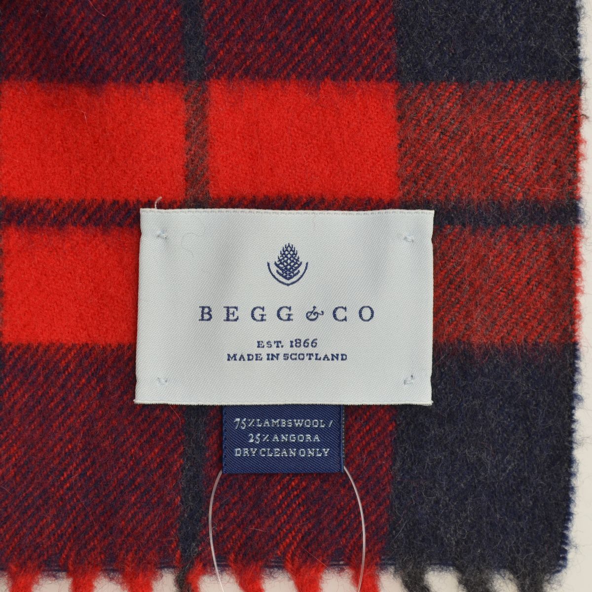 BEGG&CO】ウールアンゴラ混 大判チェックストール