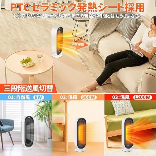  セラミックヒーター 電気ファンヒーター 自動首振り 3段階温度調節 ECO知能恒温 タイマー機能 1200 W 暖房器具 ヒーター 小型 足元ヒーター 温風 速暖 電気ヒーター 電気ストーブ メモリー機能 セラミックファンヒーター 転倒オフ 過熱保護 子供部屋 その他 フェイスケア