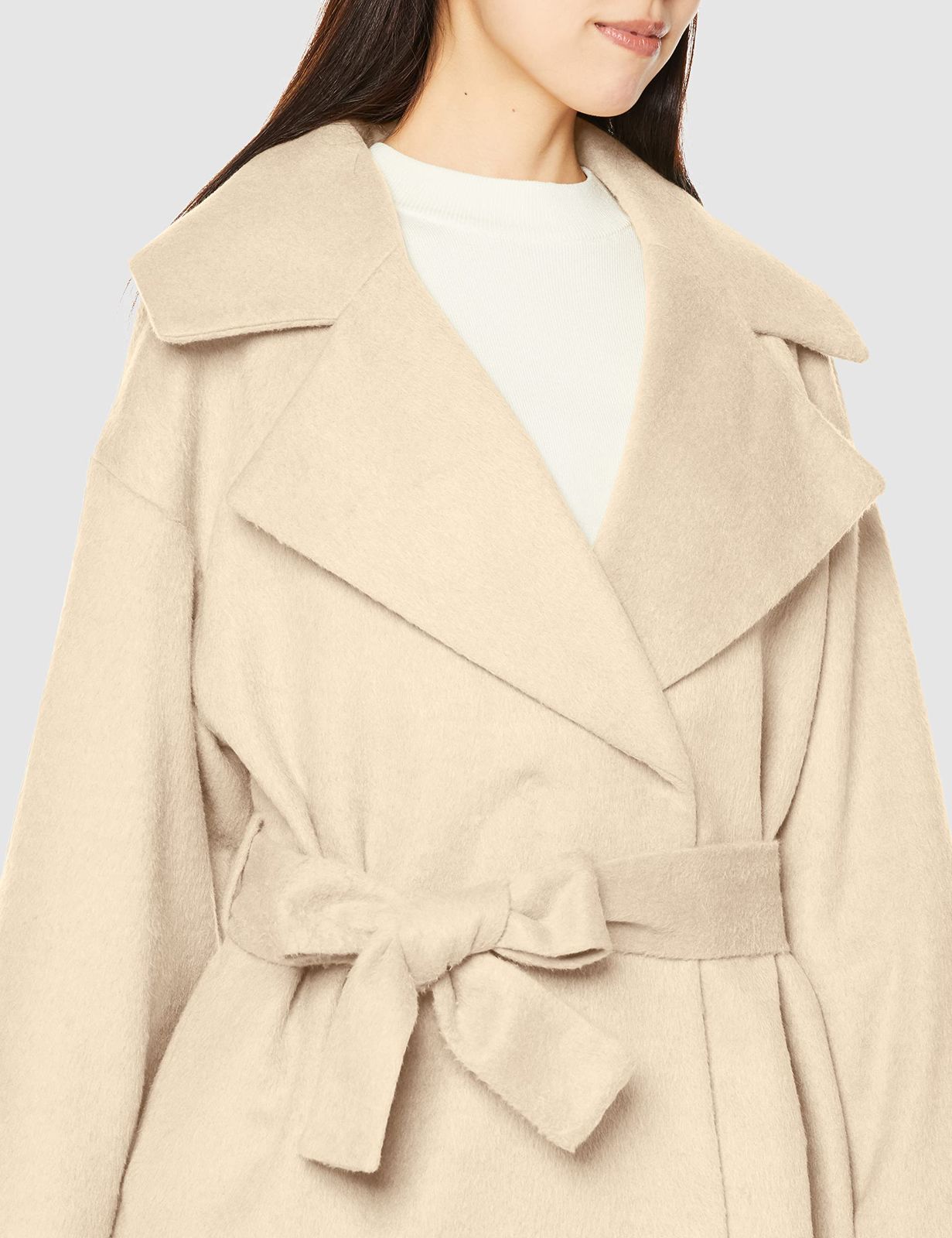 ナチュラルビューティーベーシック アウター シャギーベルテッドショートコート レディース イエロー S