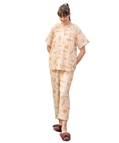 ナルエー パジャマセット ピーターラビットシャーリングボイルベジタブル前開きパジャマ レディース オレンジ