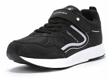 定番，得価 【moonstar】LUVRUSH LV 1189 BLACK ムーンスター ラブラッシュ ブラック 子供靴 キッズ スニーカー スーパースター 抗菌防臭 運動会 女の子 ローカット マジックテープ シューズ ラインストーン スニーカー