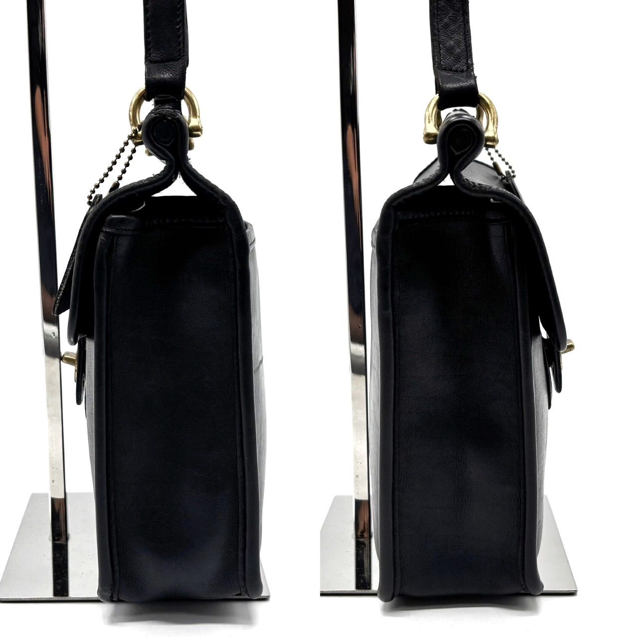 オールドコーチ　ワンショルダー バッグ　レザー　黒　ゴールド金具　チャーム付き ✨良品✨ COACH コーチ オールドコーチ ショルダーバッグ ゴールド金具