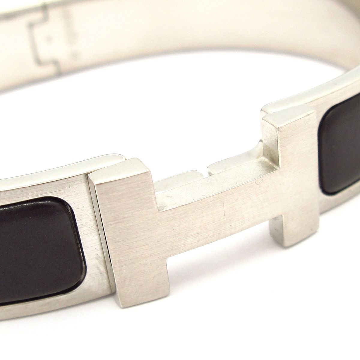  HERMES エルメス バングル クリックHH シルバー 黒 バングル リストバンド アクセサリー