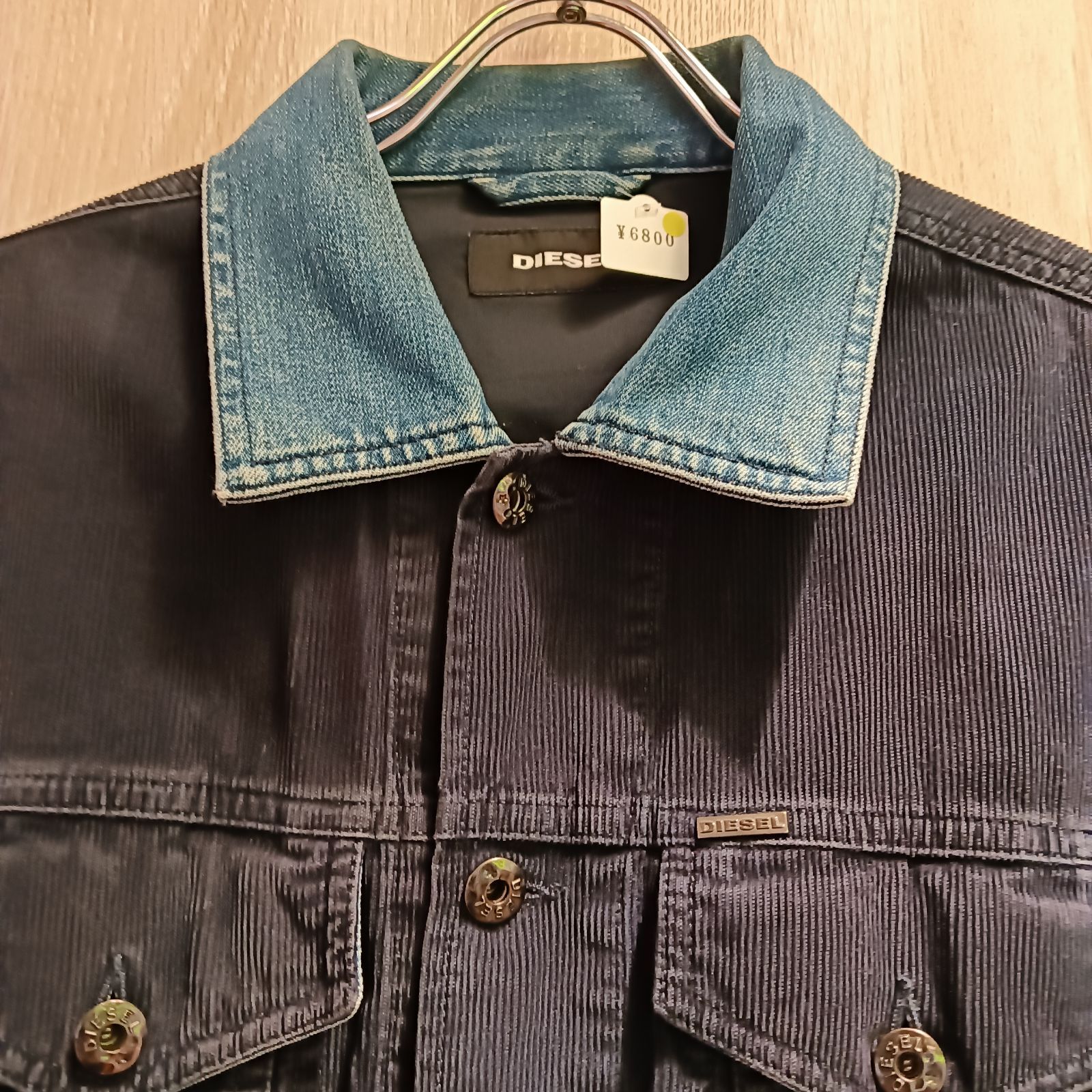 DIESEL ディーゼル ネイビー コーデュロイジャケット 襟 デニム生地