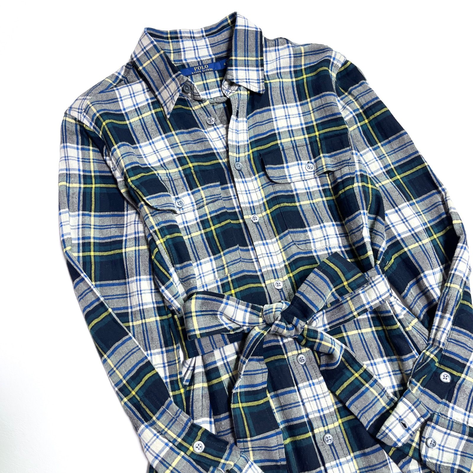 ck83a POLO RALPH LAUREN チェック柄 プラッド ツイル シャツドレス