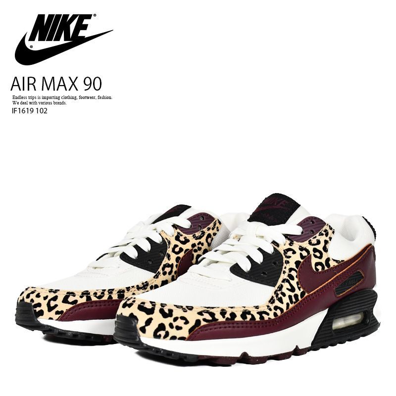 NIKE (ナイキ) WMNS AIR MAX 90 (ウィメンズ エア マックス 90) レディース ローカット スニーカー シューズ バッシュ バスケ ハイテク 普段使い カジュアル ストリート ヒョウ柄 レオパード SAIL/BURGUNDY CRUSH-BLACK (セイル/バーガンディクラッシュ/ブラック) IF1619 102 NIKE ナイキ WMNS AIR MAX 90 ウィメンズ エア マックス 90 レディース