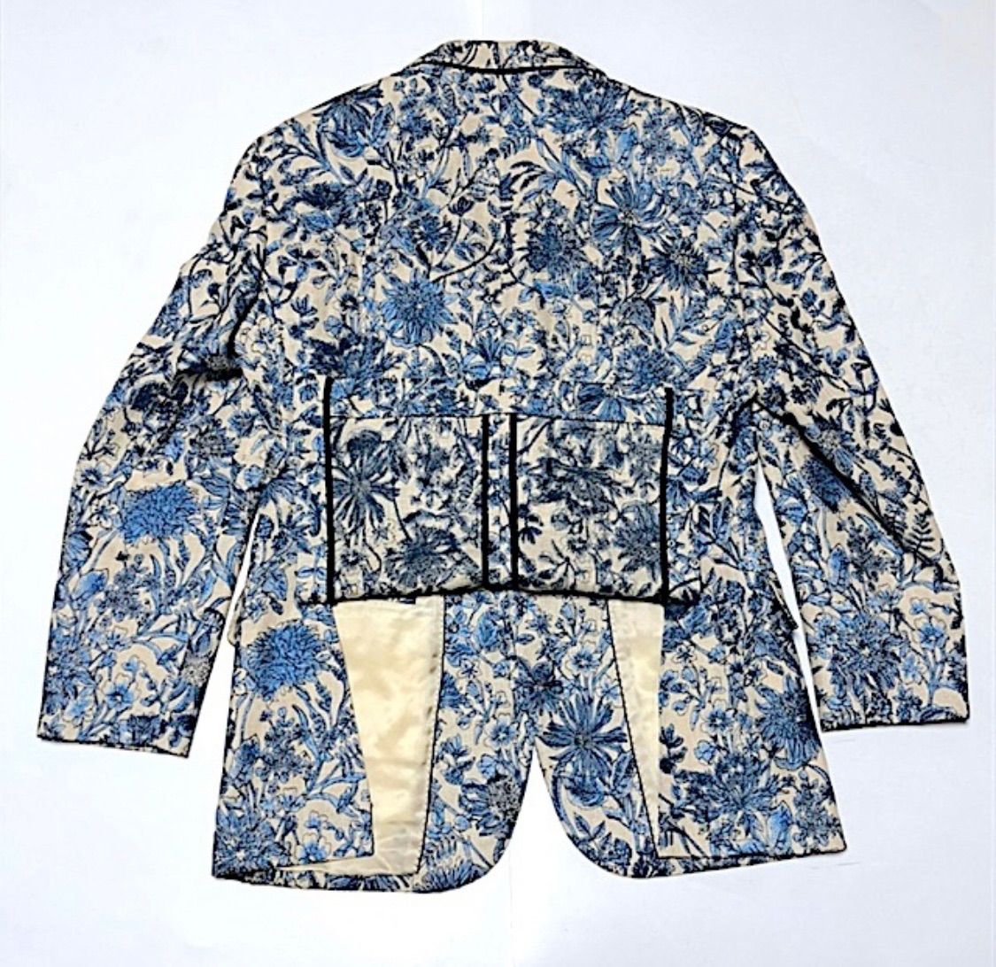 ポールスミスコレクション リネン テーラードジャケット XL フラワー刺繍 紺色 ポールスミスコレクション リネン テーラードジャケット XL フラワー