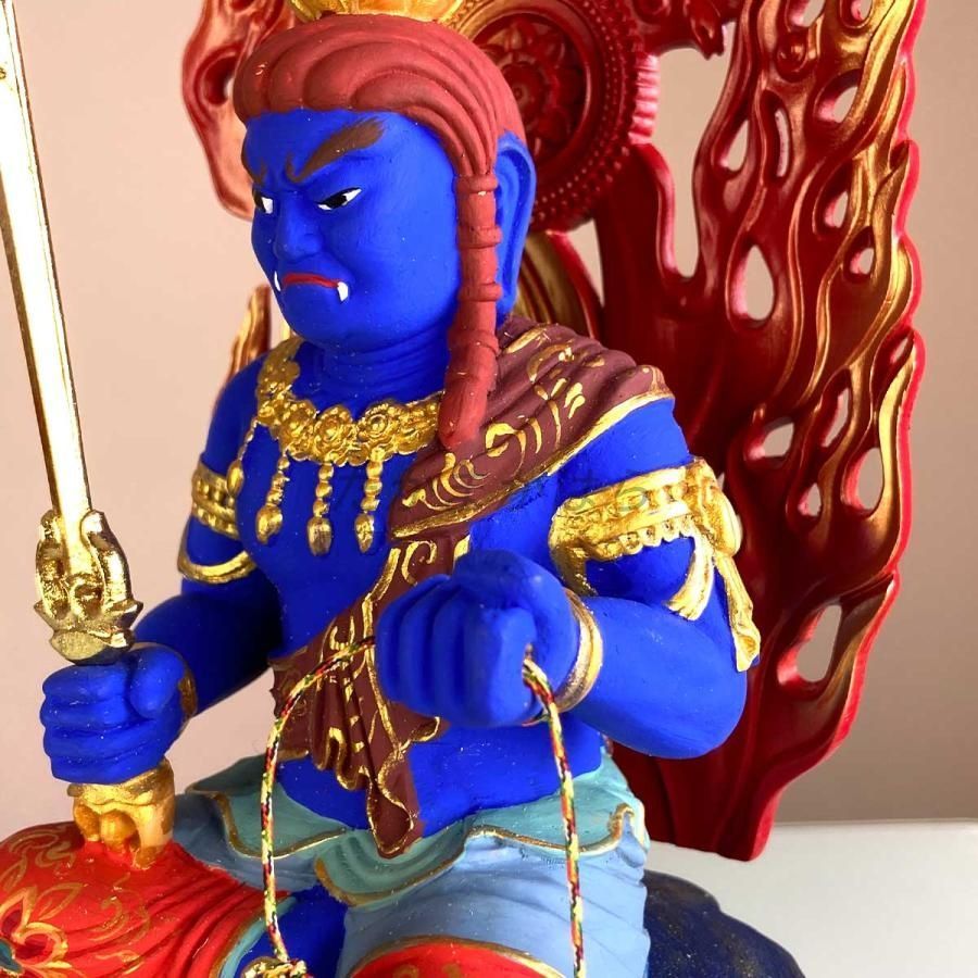 本日ポイントアップ|不動明王 仏像 極彩色仕上げ 大サイズ34cm 魔除け