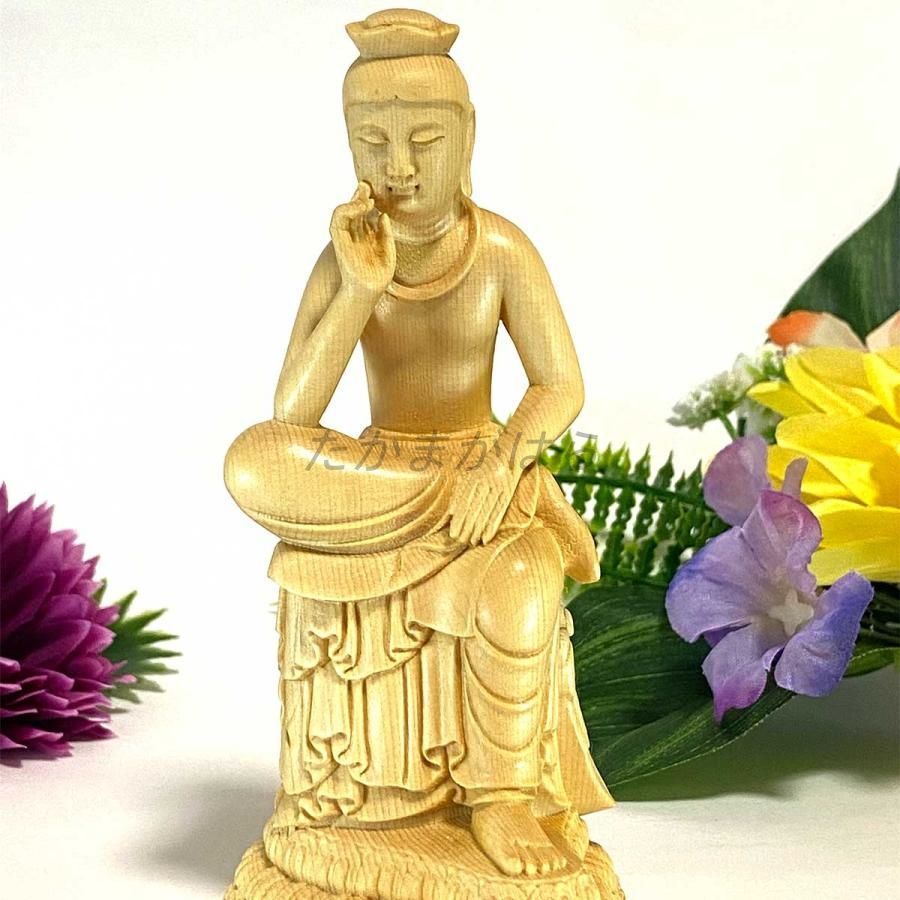 弥勒菩薩像 菩薩像 神様 仏 置物 オブジェ 木製 ブラウン 縁起物 風水