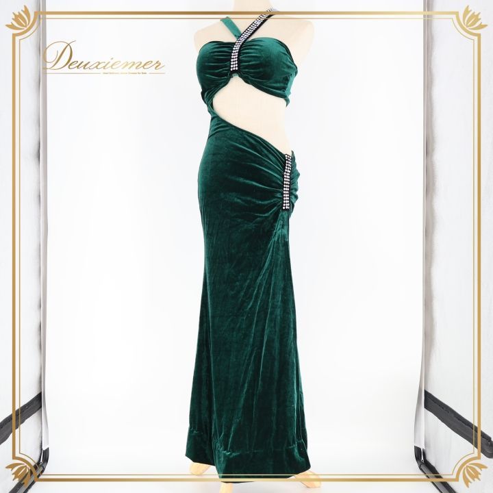 ベリーダンス 衣装 ワンピース ドレス グリーン系 緑 黒 ラインストーン レッスン 練習 ベロア 光沢 上品 ストレッチ 伸縮 一体型 キラキラ オリエンタル ディ ブラック系