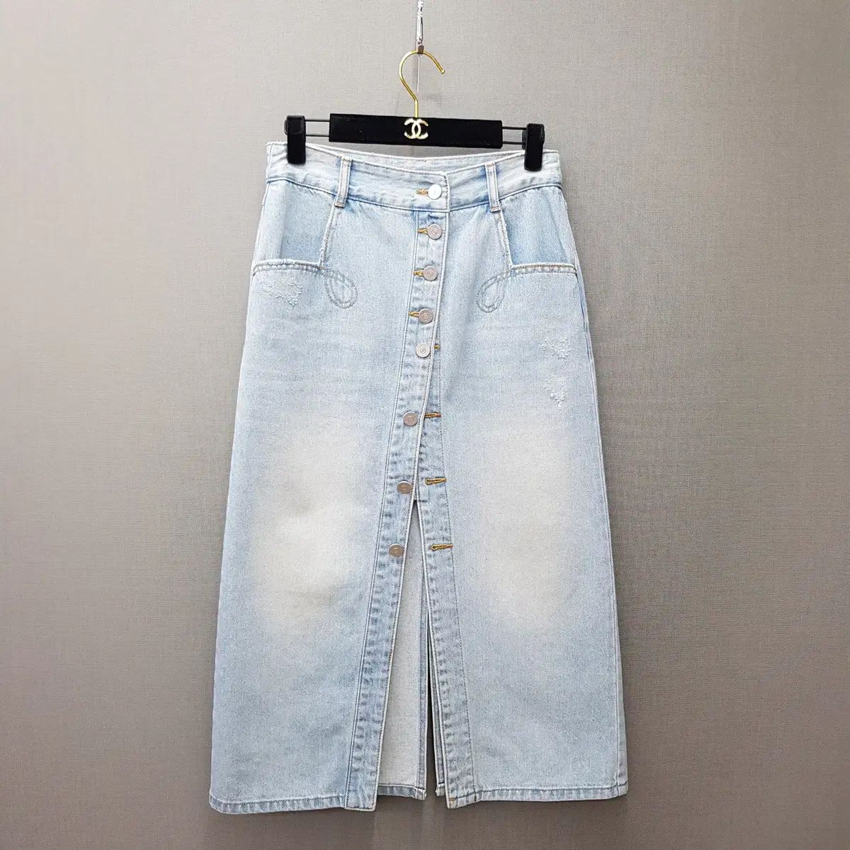 ラッキーシュエトゥ 2020 ボタンアップ ロング デニム スカート