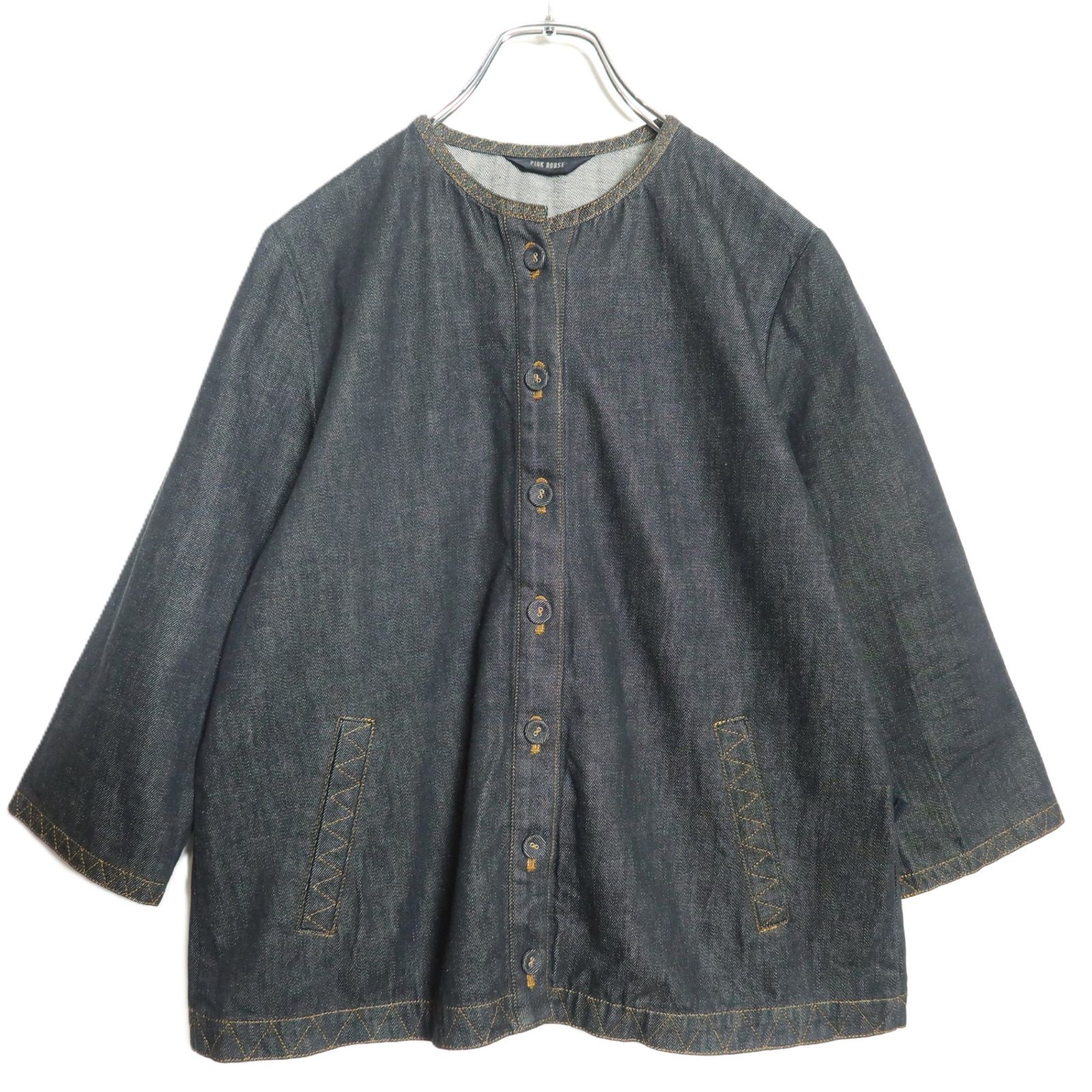 美品】ピンクハウス☆デニムジャケット 七分袖 ロマンティックな花