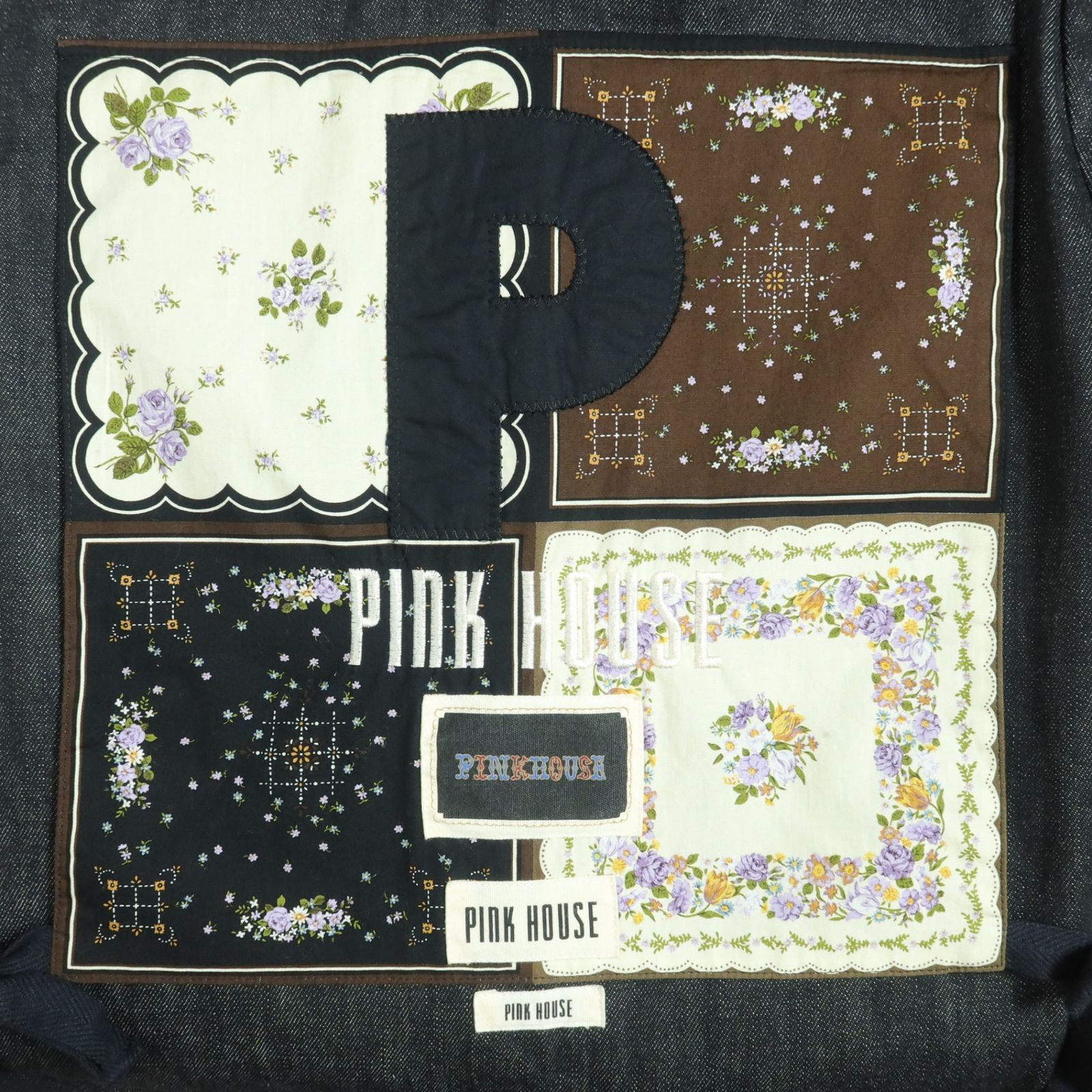 美品】ピンクハウス☆デニムジャケット 七分袖 ロマンティックな花