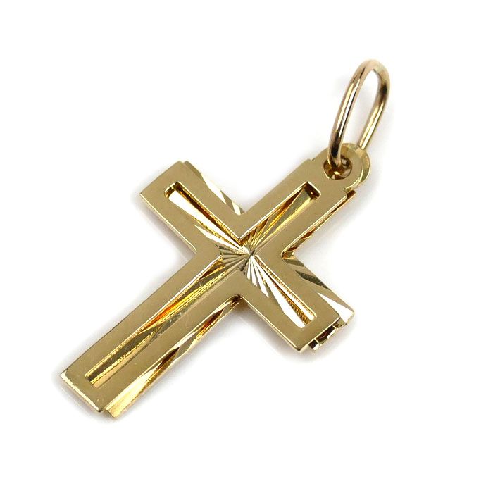 K 18 YG イエローゴールド ダブルクロス ペンダントトップ 1 3 g ユニセックス