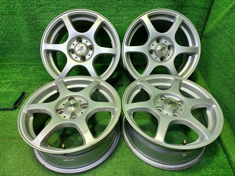 AZスポーツ ｱｸｱ ﾔﾘｽ ホイール アルミ ガンメタ 15インチ 6 J 4穴 4本 100 45