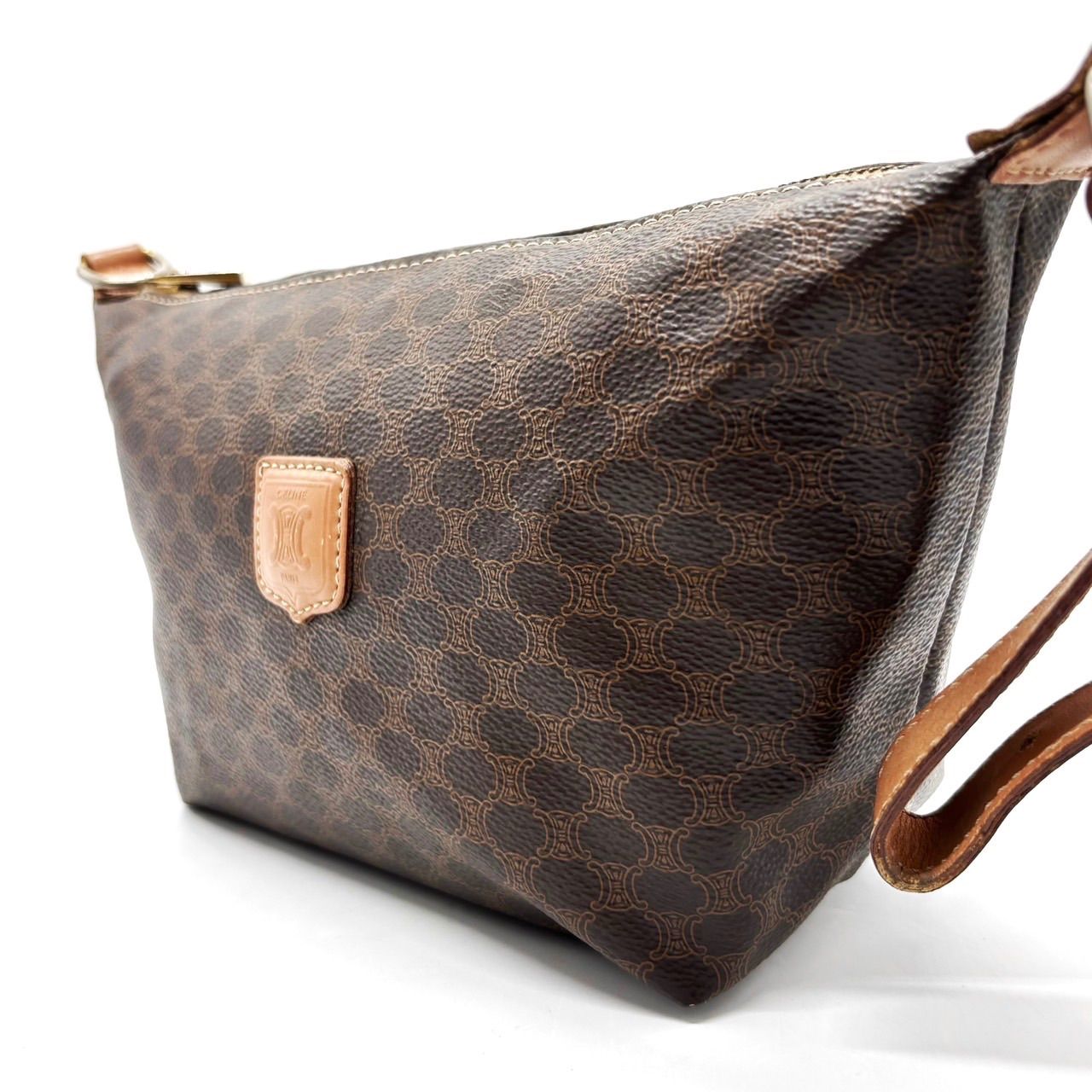 美品✨セリーヌ ポーチ マカダム トリオンフ ゴールド金具 レザー PVC CELINE（セリーヌ） ポーチ 小物入れ マルチケース マカダム柄 PVC