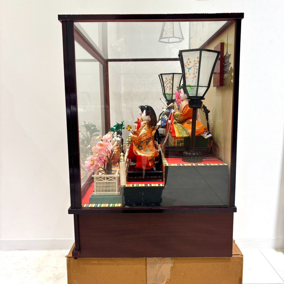  え沖 藤翁作 雛人形 ひな人形 7人飾り ガラスケース オルゴール 音出しOK MD 0 S 49 送り火 ゆず湯 雛人形 ひな祭り 季節 年中行事