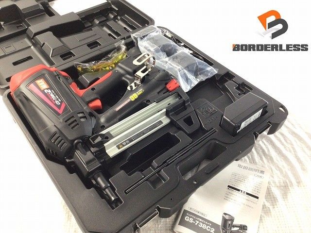 ♥品 MAX マックス 38 mm ガスネイラ GS-738 C 2 バッテリー 充電器 ケース ガス式鋲打ち機 ガス式鋲打機 充電式119158