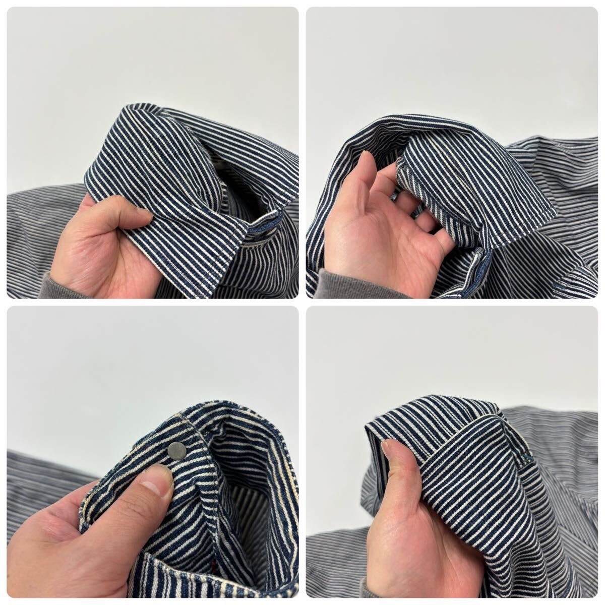  POST O ALLS ポストオーバーオールズ x ウエアハウス BEAMS PLUS 別注 カバーオール ジャケット ヒッコリー size XXL 711-0080 カバーオール ジャケット アウター