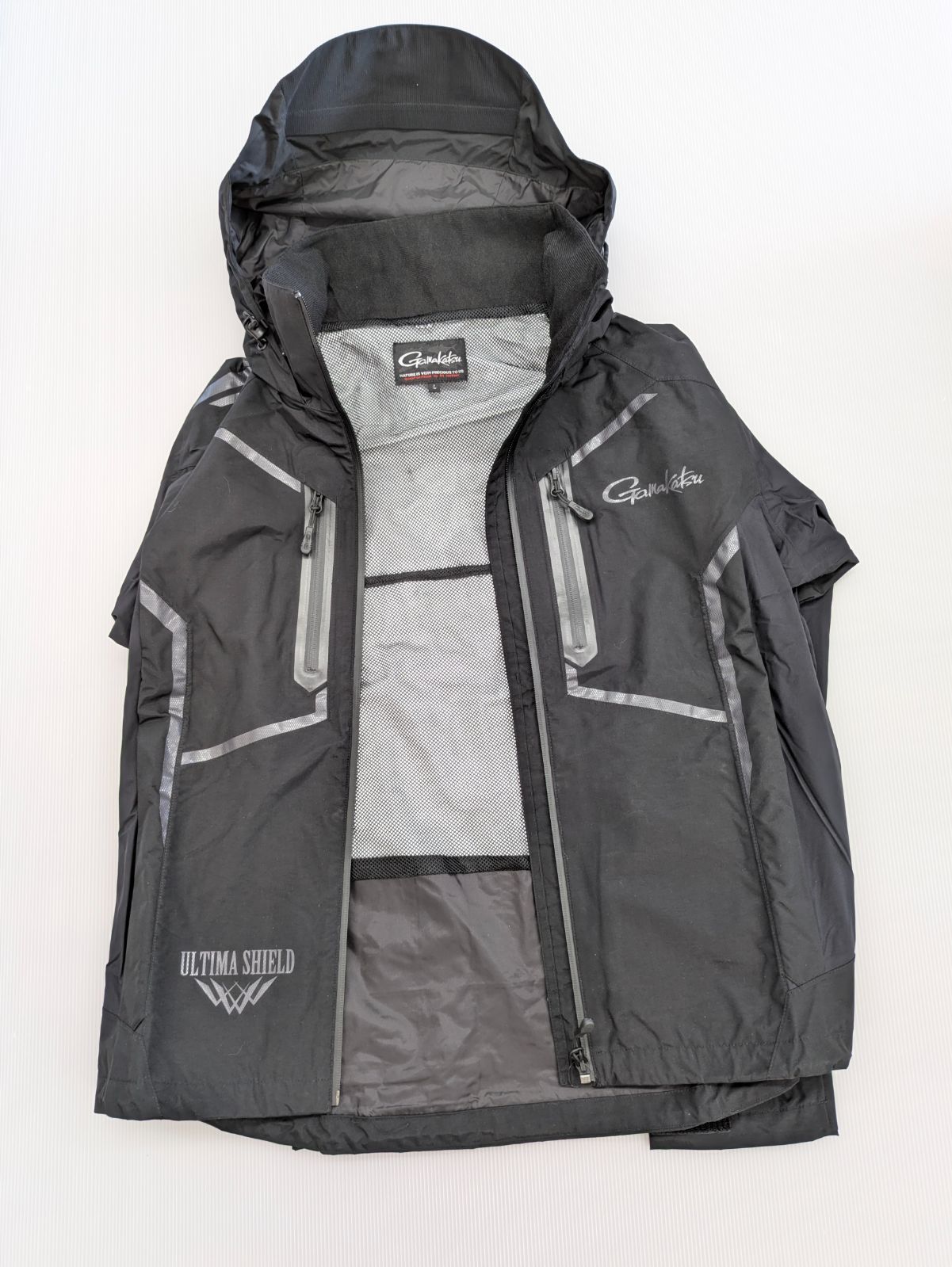 1 品 がまかつ アルテマシールドフィッシングレインスーツ GM-3639 L寸