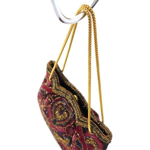 HR0077【極美品】ビーズ チェーン ハンドバッグ パーティーバッグ